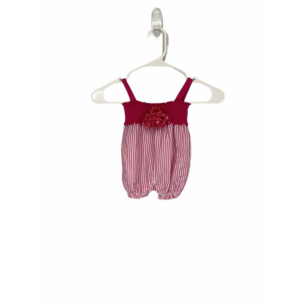 Unbranded Red Striped Smocked 3D One-Piece Outfit